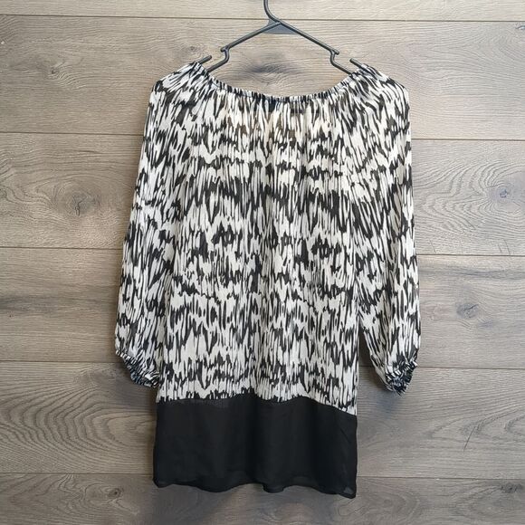 AB Studio Sheer Blouse with Elastic Neck and Sleeves Women's Size Small - Picture 8 of 8